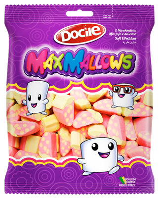 Marshmallow MaxMallows Morango c/250grs - Docile