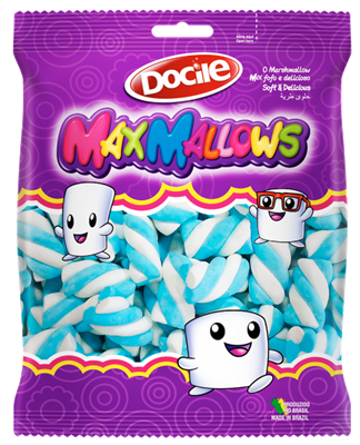 Marshmallow MaxMallows Twist Azul/Branco c/250grs - Docile