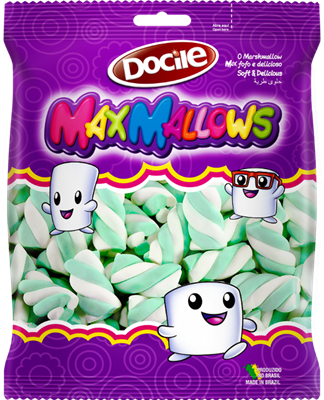 Marshmallow MaxMallows Twist Verde/Branco c/250grs - Docile