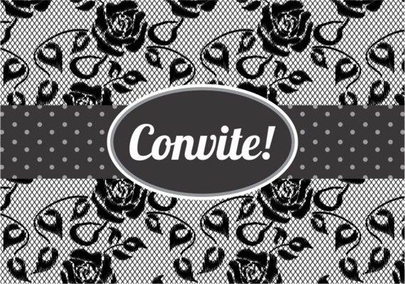 Convite Floral Preto (08 unid.) - Duster