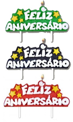 Vela Feliz Aniversrio Cores Sortidas - Velarte