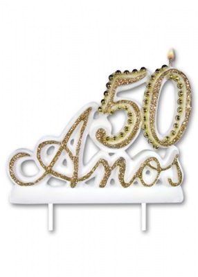 Vela 50 Anos Luxo Branca - Velarte
