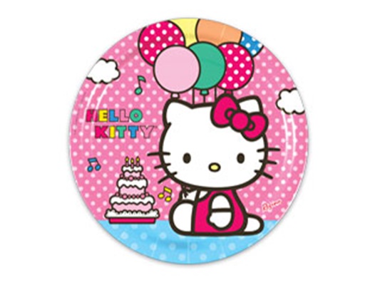 Prato Aniversrio Hello Kitty (8 unid.) -  Regina 