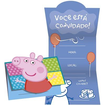 Convite Peppa Pig (08 unid.) - Regina