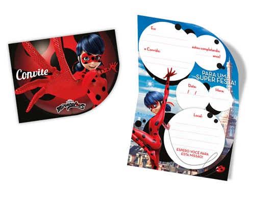 Convite Miraculous Ladybug c/8 unid. - Regina