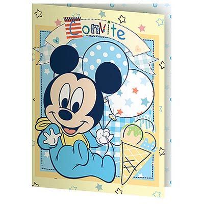 Convite Disney Baby Mickey e Amigos Azul ( 08 unid.) Regina
