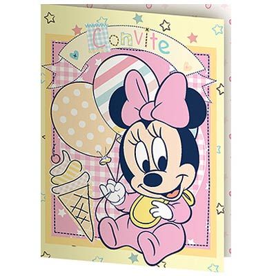 Convite Disney Baby Mickey e Amigos Rosa (08 unid.) - Regina