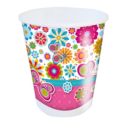 Copo Papel 200ml Floral c/8 unid. - Festcolor