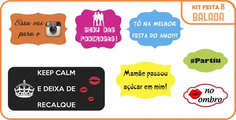 Plaquinhas Divertidas Balada c/7 unid. - Duster Festas