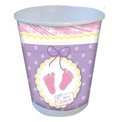 Copo de Papel Baby Shower Rosa c/8 unid. - Festcolor