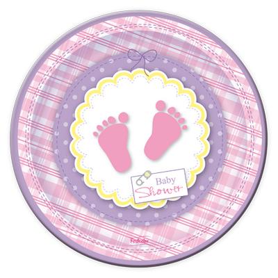 Prato Baby Shower Rosa c/8 unid. - Festcolor
