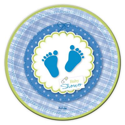 Prato Baby Shower Azul c/8 unid. - Festcolor