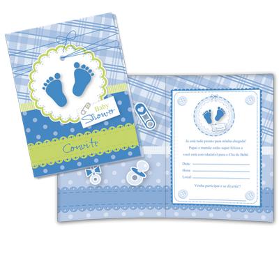 Convite Baby Shower Azul c/8 unid. - Festcolor