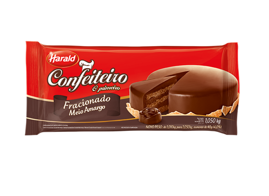 Cobertura Chocolate Meio Amargo - 1,05 Kg. Harald Confeiteiro