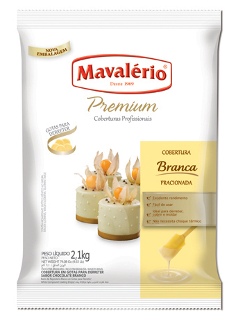 Cobertura Gotas Chocolate Branco 2,1Kg - Mavalrio