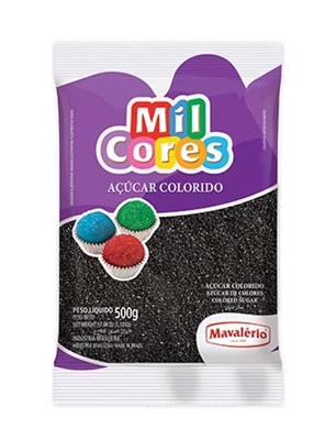 Aucar Colorido Preto 500g - Mavalrio