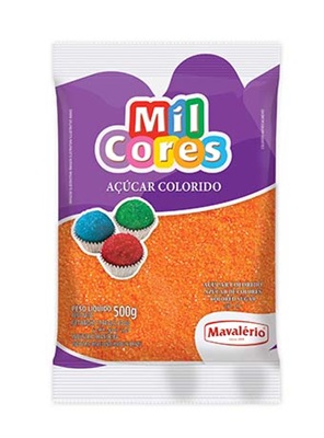 Aucar Colorido Laranja 500g - Mavalrio