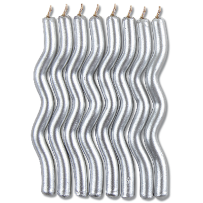 Vela Zig Zag Metalizada Prata c/8 unid. - Festcolor