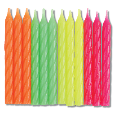 Vela Palito Neon Color - 12 unid. - Festcolor