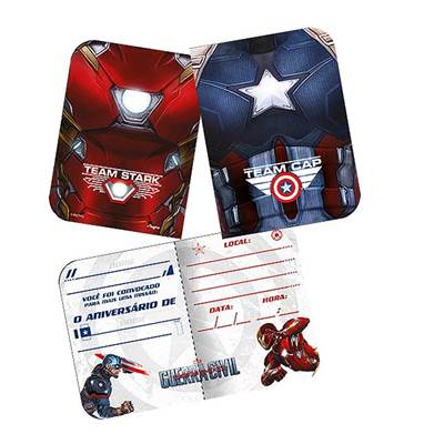 Convite Capito America Guerra Civil (08 unid.) - Regina